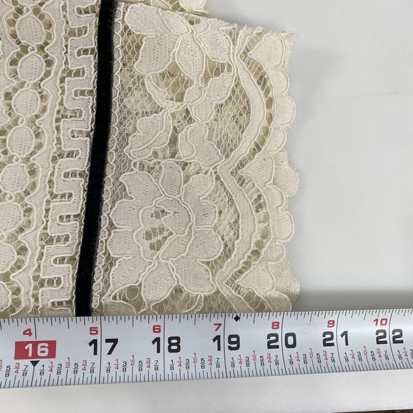 Talbots Womens Layered Lace Velvet Trim Keyhole Ruffle Blouse sz XL Ivory Classy - Picture 13 of 14